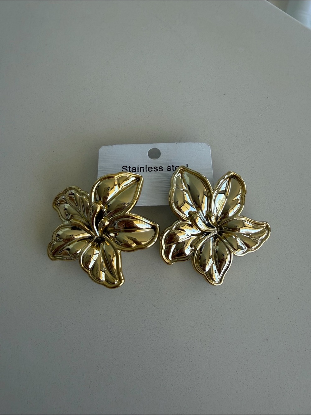 Gold Floral Stainless Steel Earrings - NWT